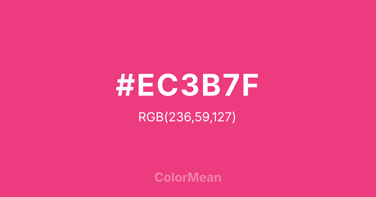 Color swatch image showing #EC3B7F with RGB(236,59,127) values