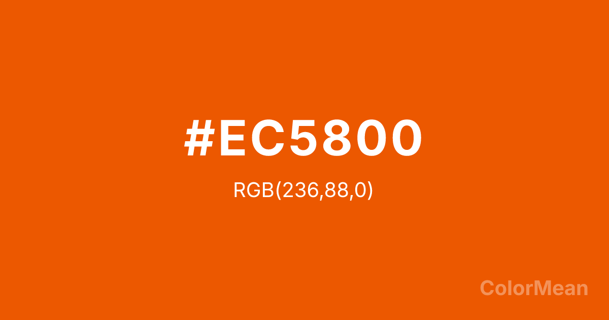 Color swatch image showing Persimmon (#EC5800) with RGB(236,88,0) values