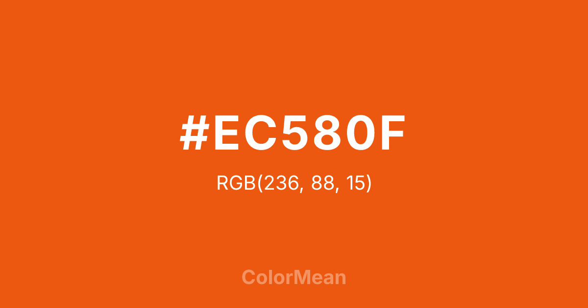 Color swatch image showing #EC580F with RGB(236,88,15) values