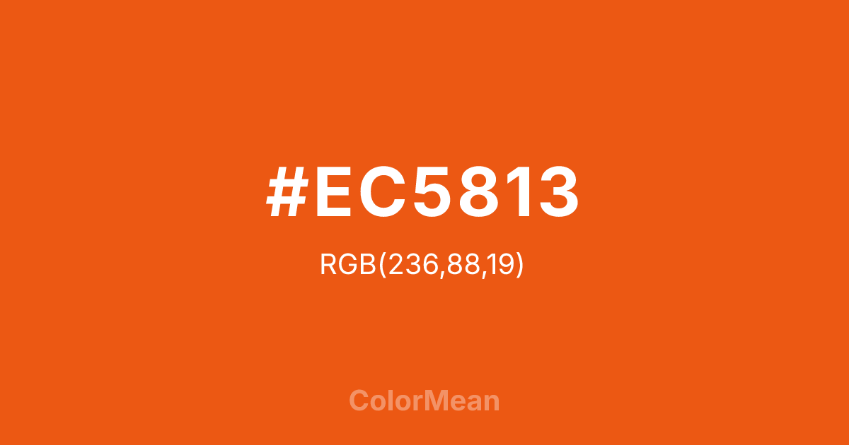 Color swatch image showing #EC5813 with RGB(236,88,19) values