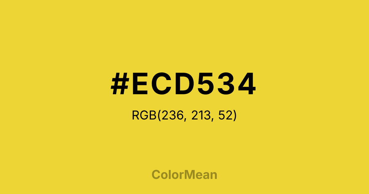 Color swatch image showing #ECD534 with RGB(236,213,52) values