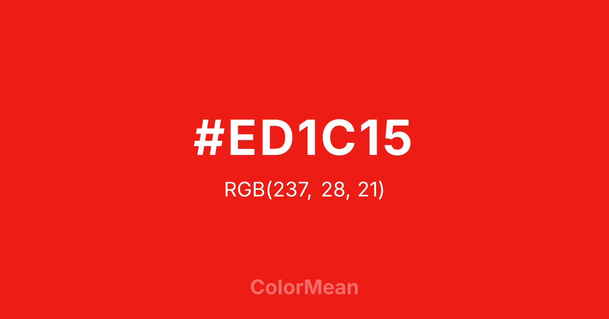 Color swatch image showing #ED1C15 with RGB(237,28,21) values