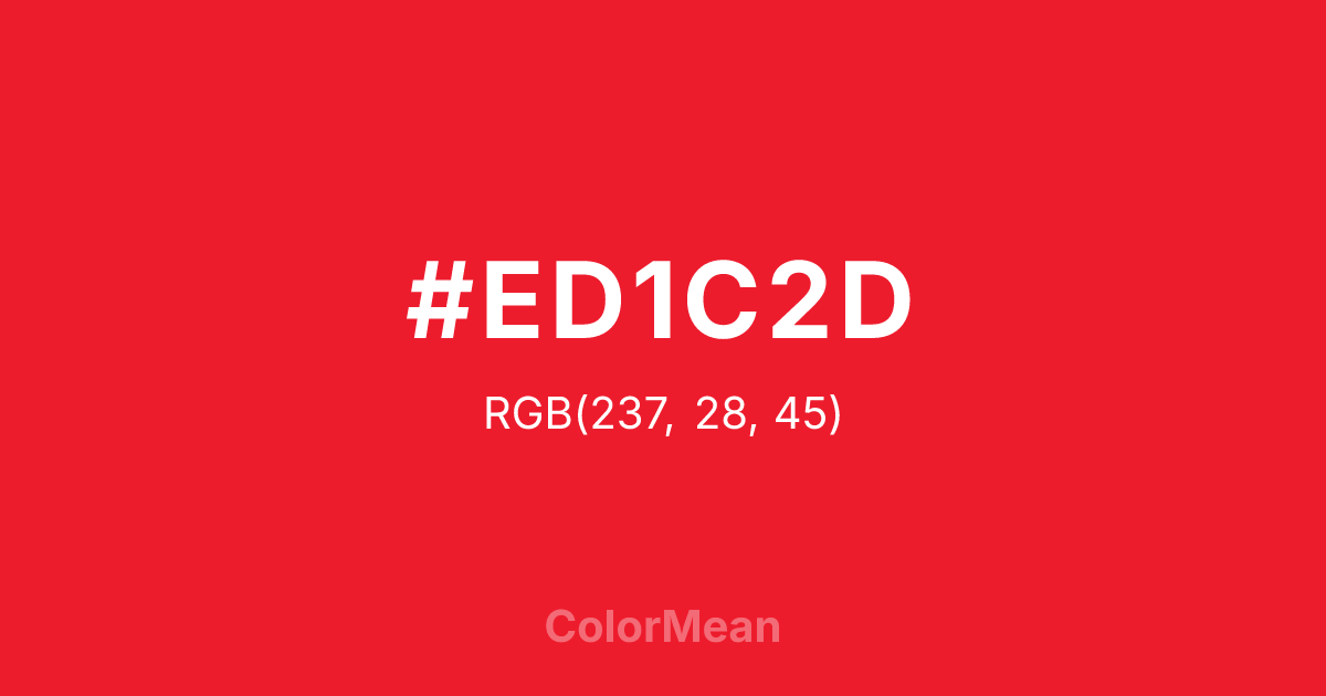 Color swatch image showing #ED1C2D with RGB(237,28,45) values