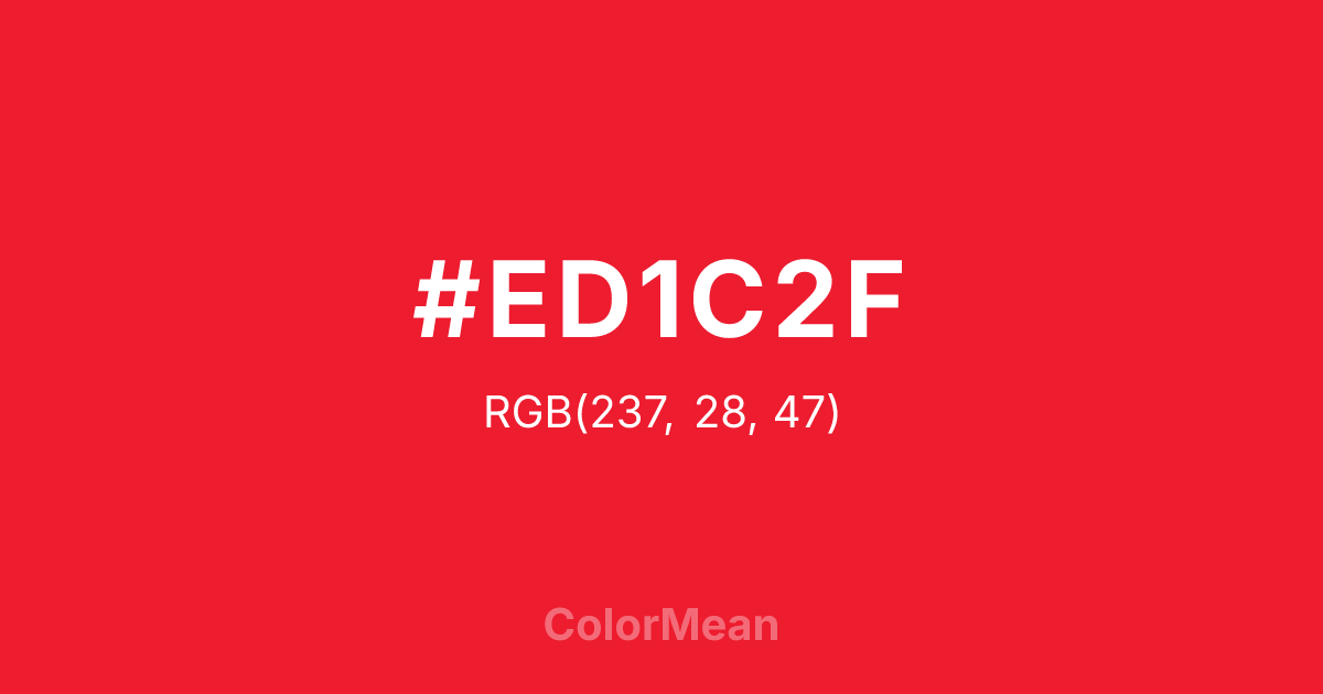 Color swatch image showing #ED1C2F with RGB(237,28,47) values