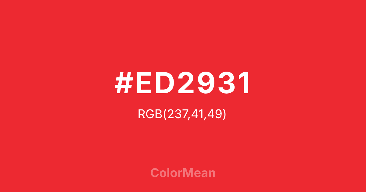 Color swatch image showing #ED2931 with RGB(237,41,49) values