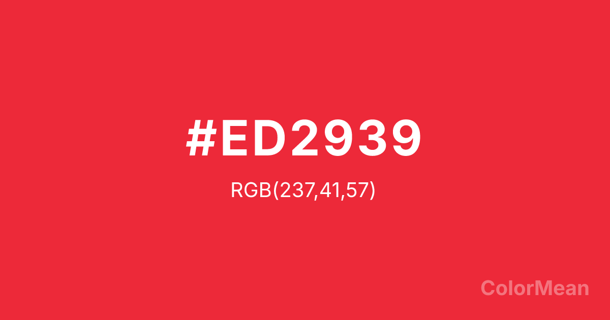 Color swatch image showing Red (Pantone) (#ED2939) with RGB(237,41,57) values