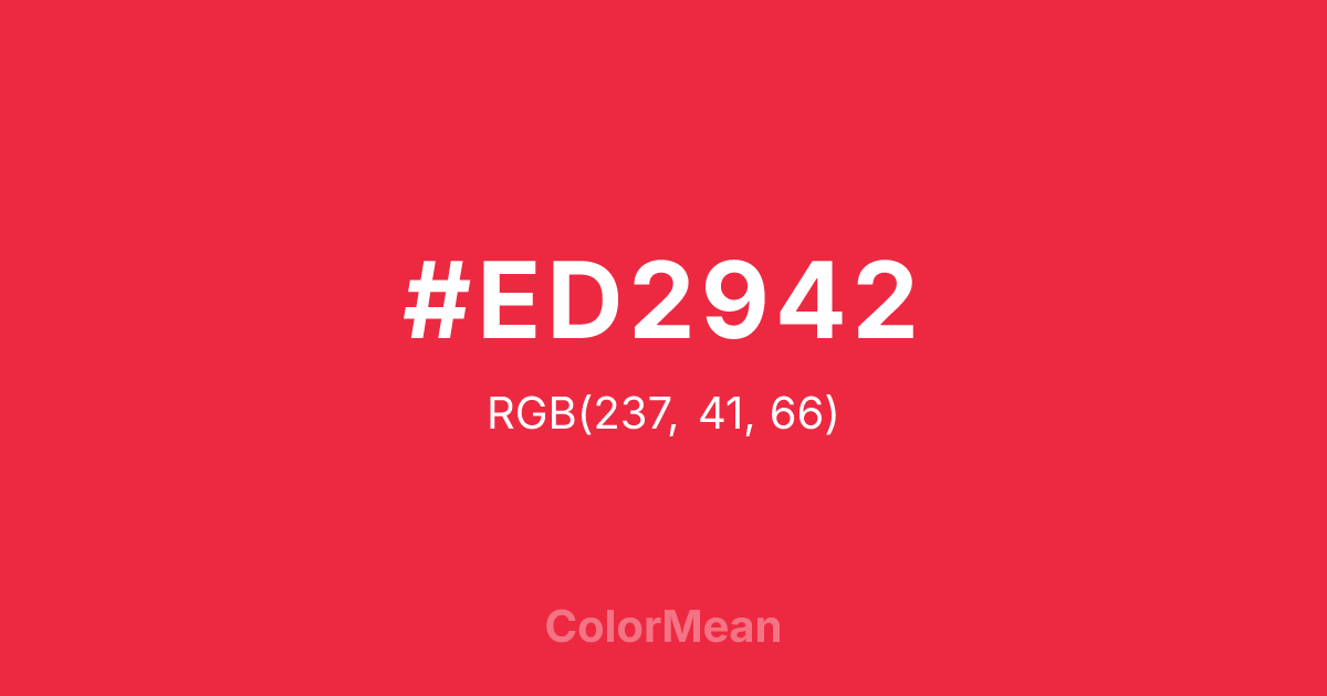 Color swatch image showing #ED2942 with RGB(237,41,66) values