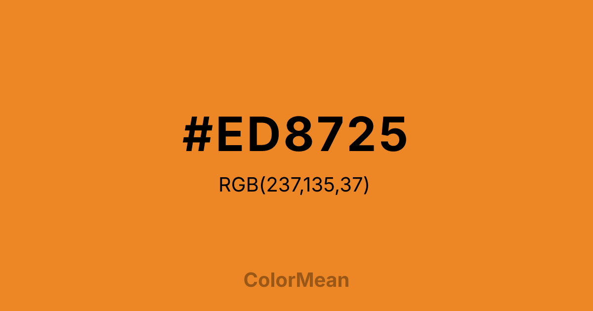 Color swatch image showing #ED8725 with RGB(237,135,37) values
