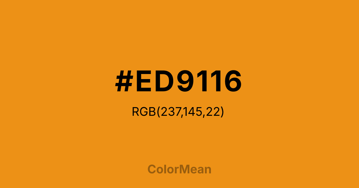 Color swatch image showing #ED9116 with RGB(237,145,22) values