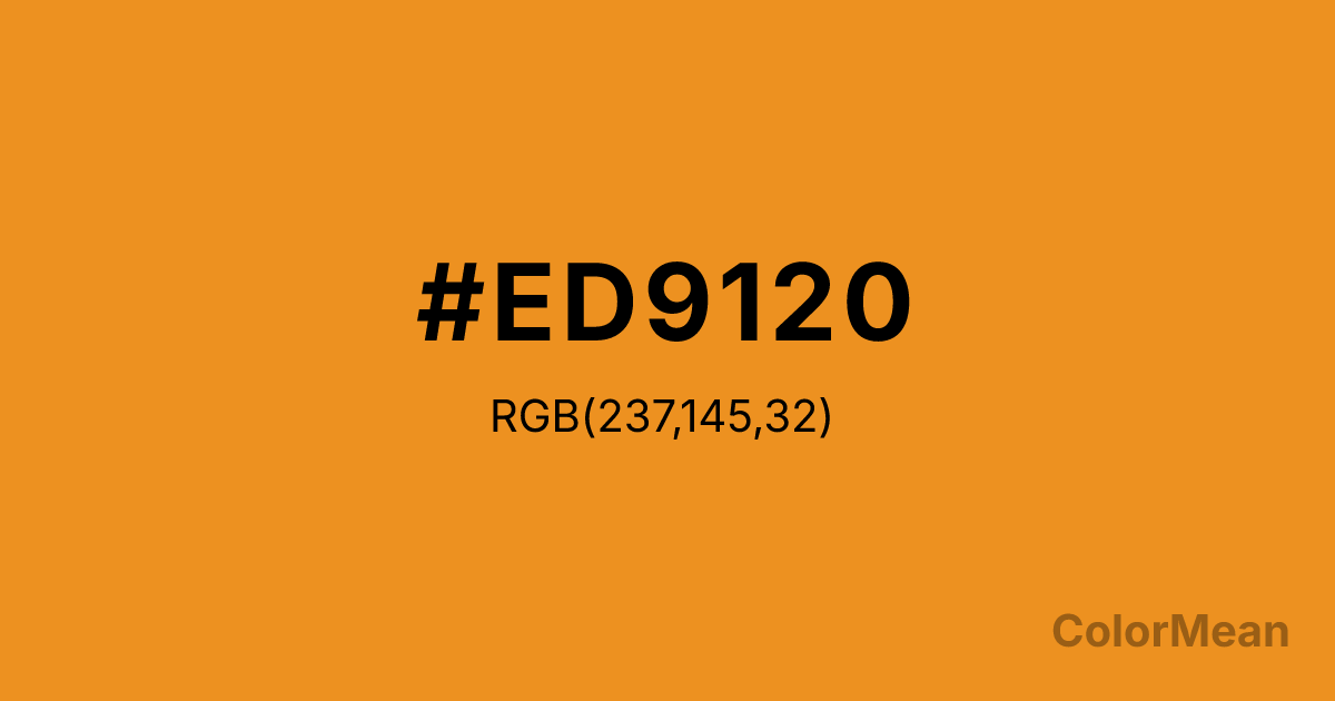 Color swatch image showing #ED9120 with RGB(237,145,32) values