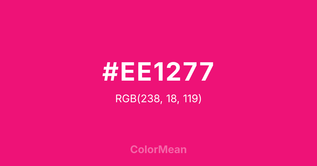 Color swatch image showing #EE1277 with RGB(238,18,119) values