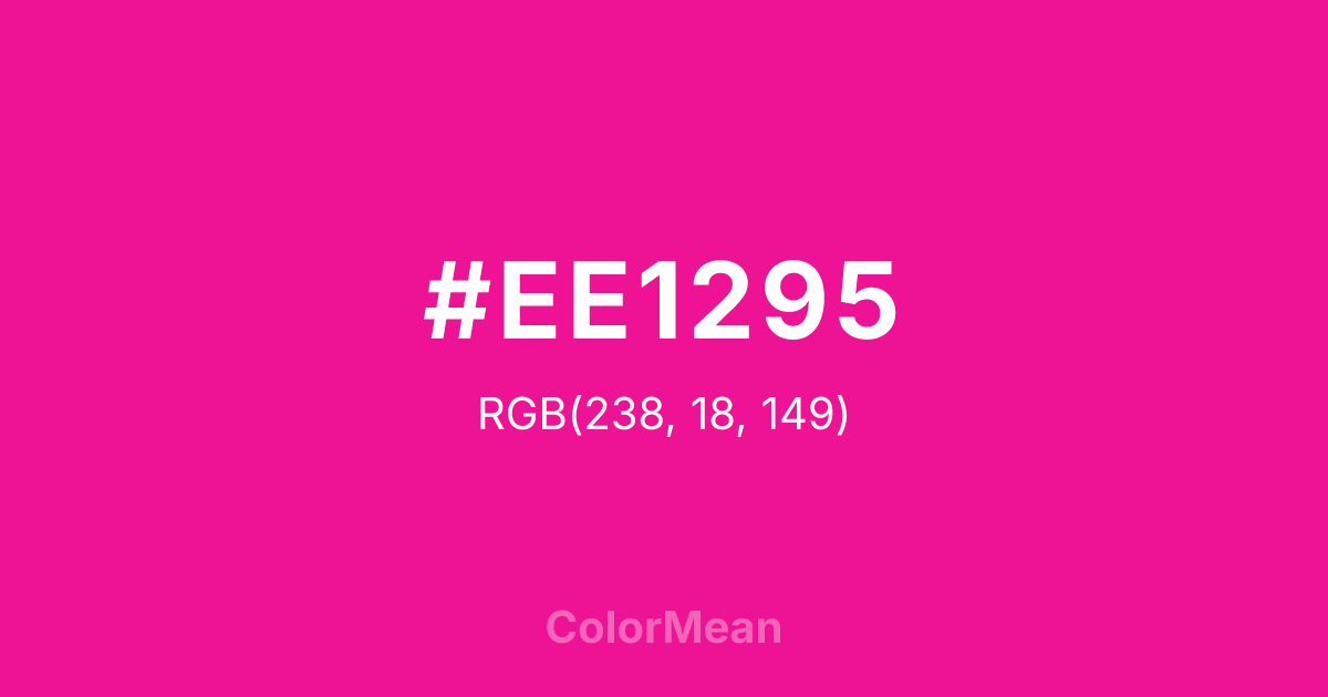 Color swatch image showing #EE1295 with RGB(238,18,149) values