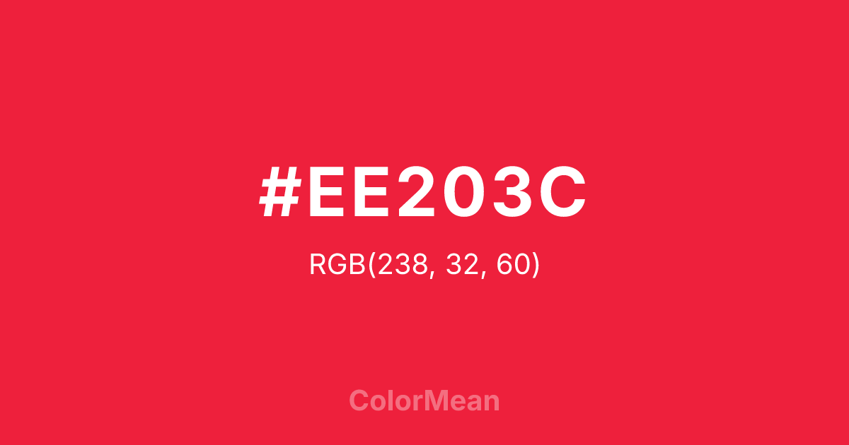 Color swatch image showing #EE203C with RGB(238,32,60) values