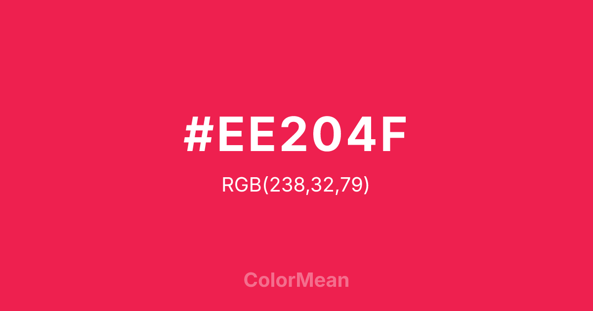 Color swatch image showing #EE204F with RGB(238,32,79) values