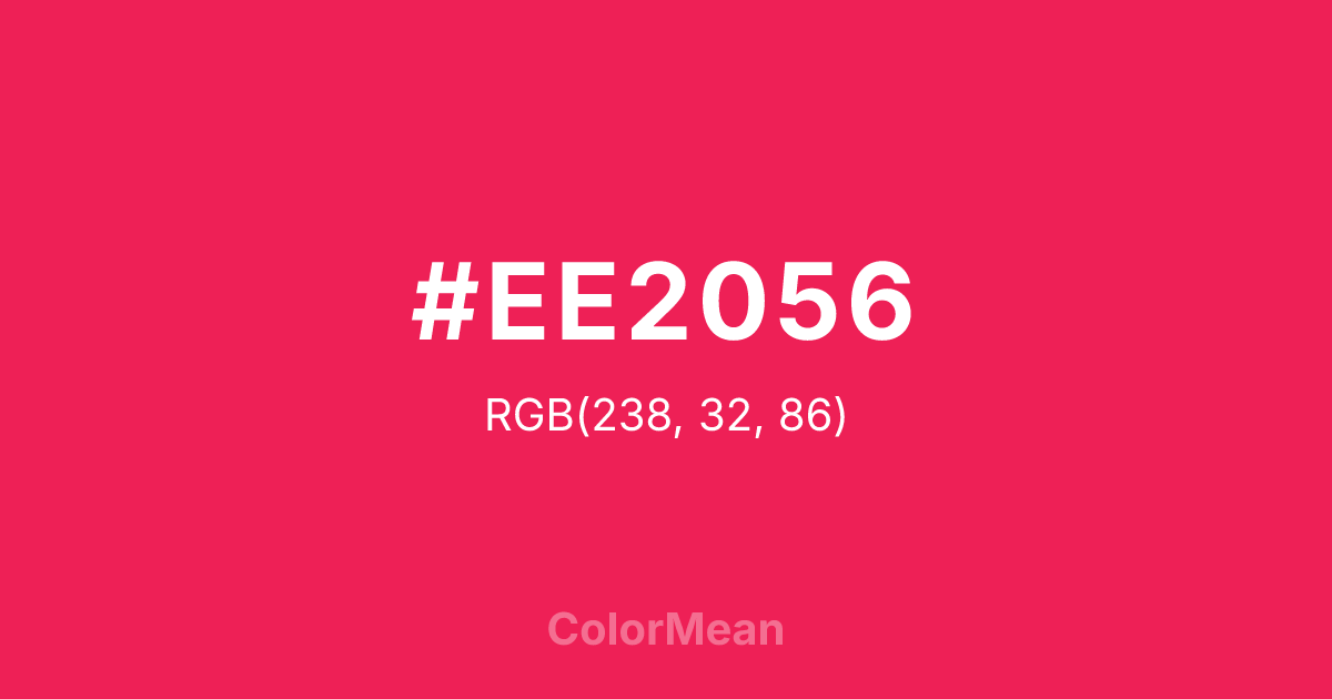 Color swatch image showing #EE2056 with RGB(238,32,86) values