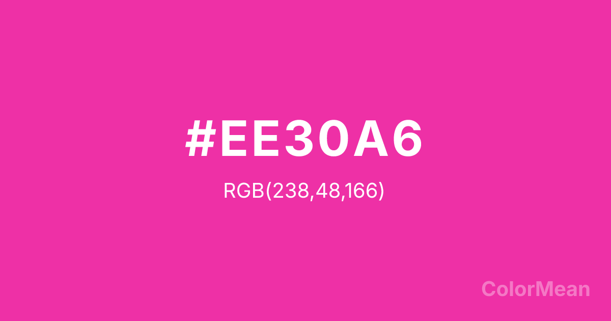 Color swatch image showing #EE30A6 with RGB(238,48,166) values