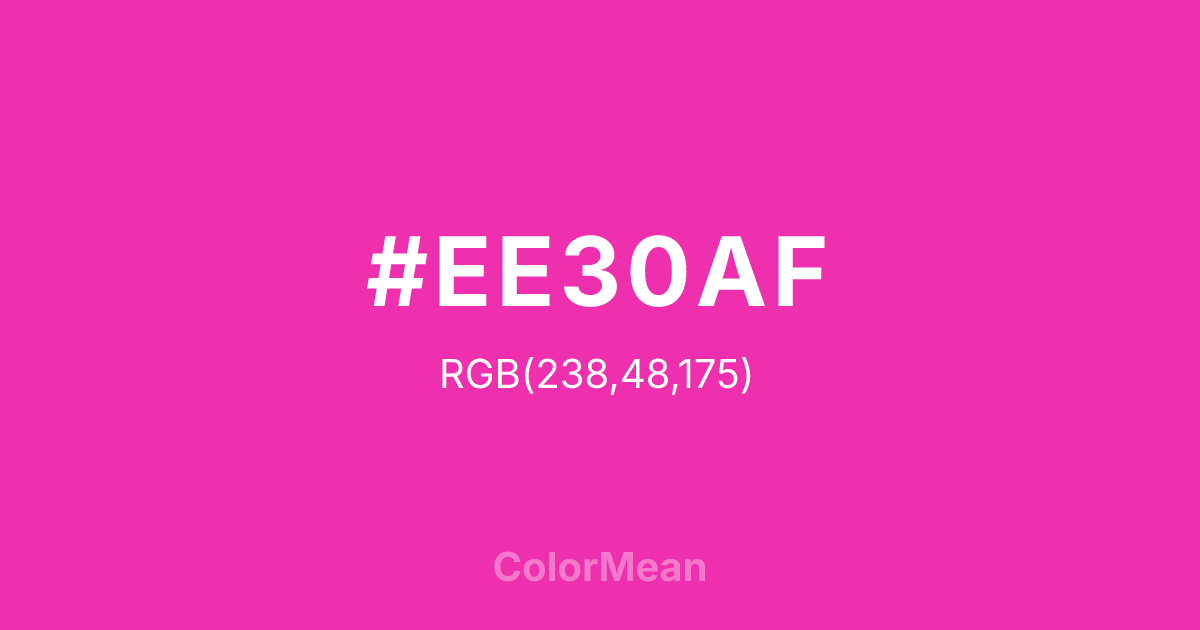 Color swatch image showing #EE30AF with RGB(238,48,175) values