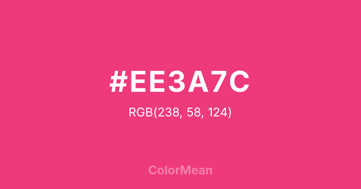 Color swatch image showing #EE3A7C with RGB(238,58,124) values