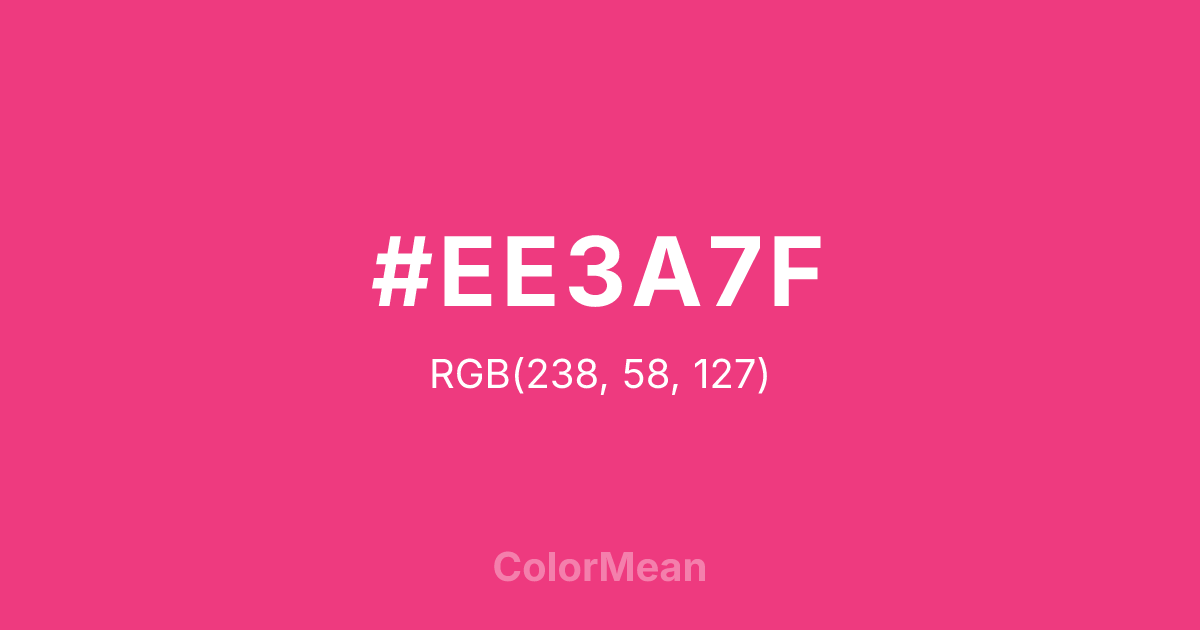 Color swatch image showing #EE3A7F with RGB(238,58,127) values