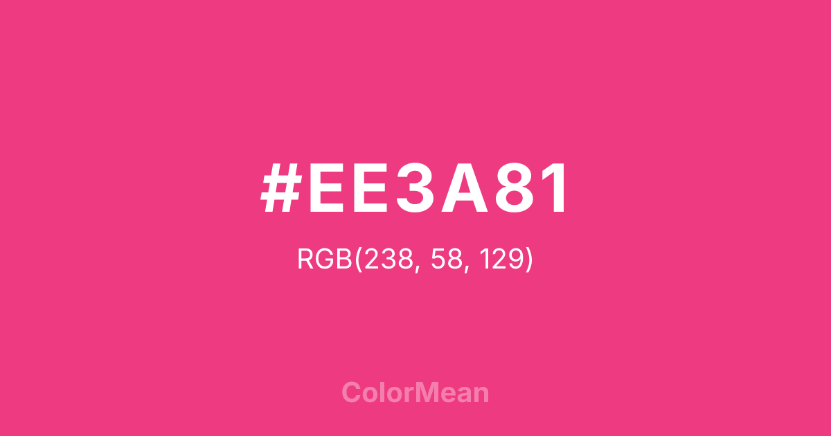 Color swatch image showing #EE3A81 with RGB(238,58,129) values
