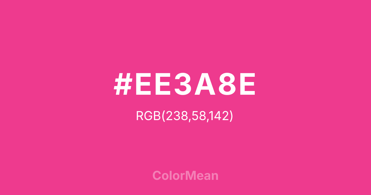 Color swatch image showing #EE3A8E with RGB(238,58,142) values