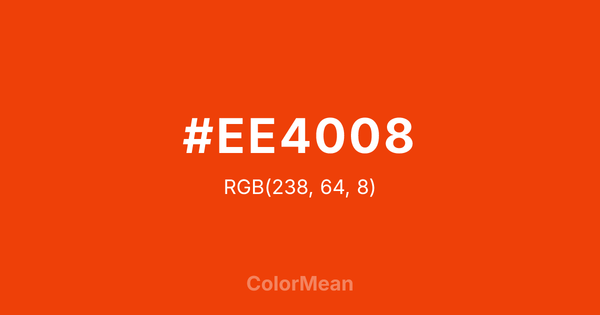 Color swatch image showing #EE4008 with RGB(238,64,8) values