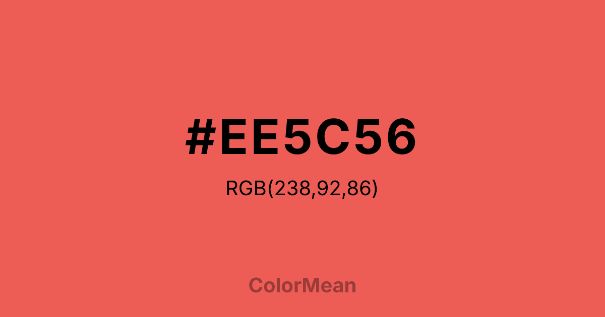 Color swatch image showing #EE5C56 with RGB(238,92,86) values