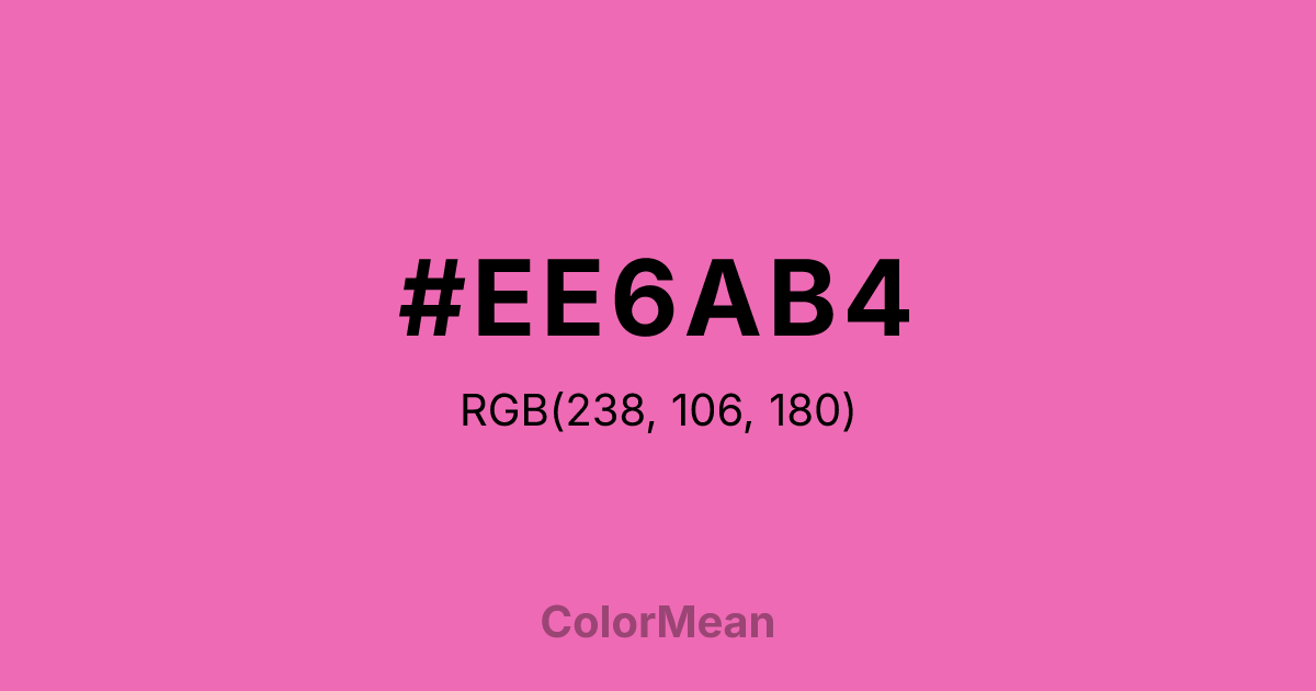 Color swatch image showing #EE6AB4 with RGB(238,106,180) values