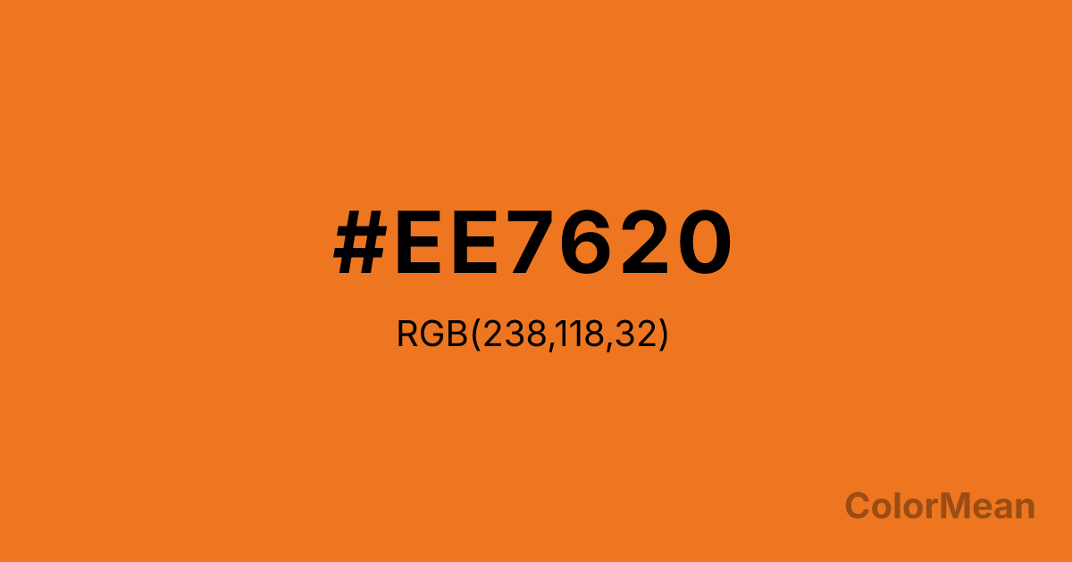 Color swatch image showing #EE7620 with RGB(238,118,32) values