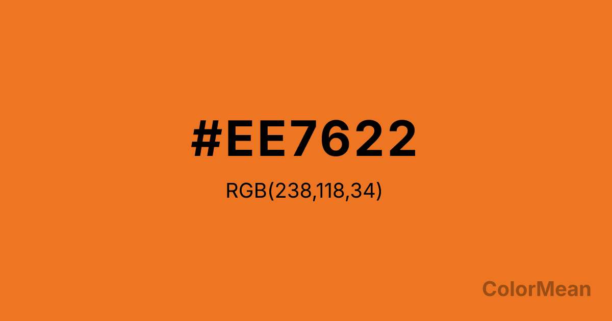 Color swatch image showing #EE7622 with RGB(238,118,34) values