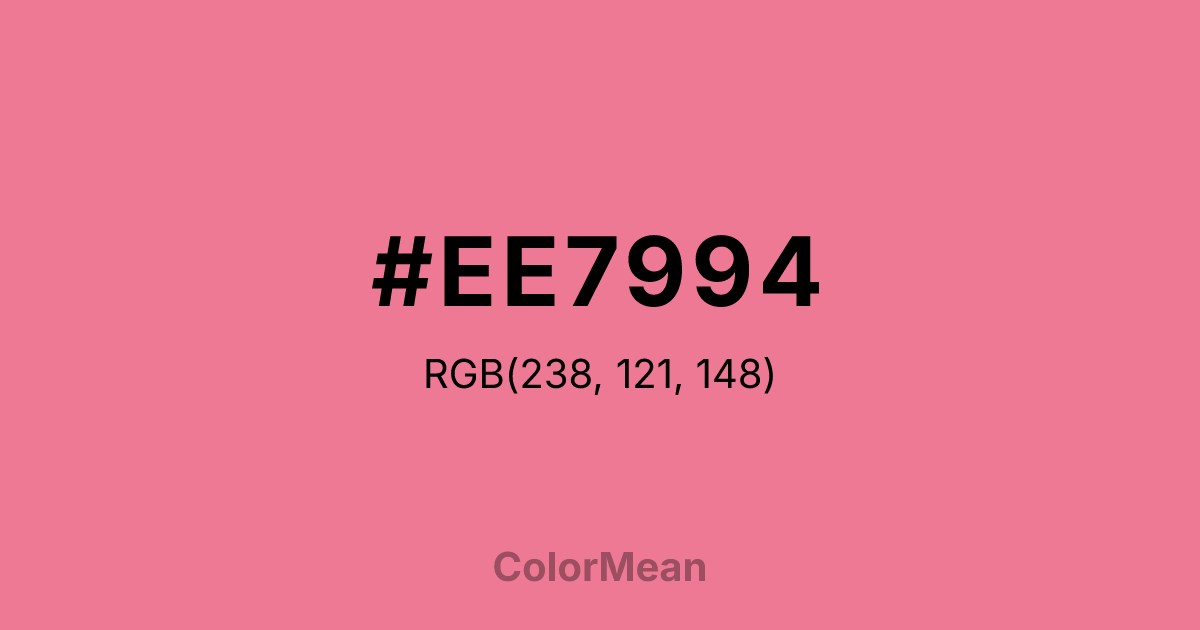 Color swatch image showing #EE7994 with RGB(238,121,148) values