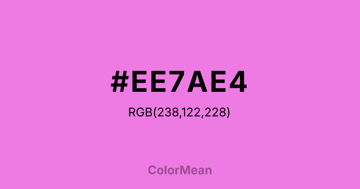 Color swatch image showing #EE7AE4 with RGB(238,122,228) values