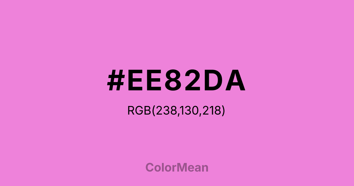 Color swatch image showing #EE82DA with RGB(238,130,218) values