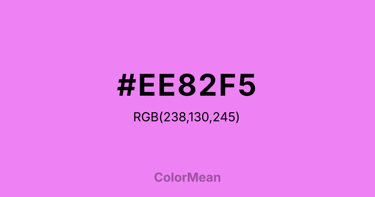 Color swatch image showing #EE82F5 with RGB(238,130,245) values