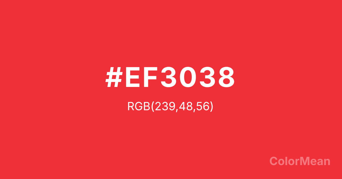 Color swatch image showing Deep Carmine Pink (#EF3038) with RGB(239,48,56) values