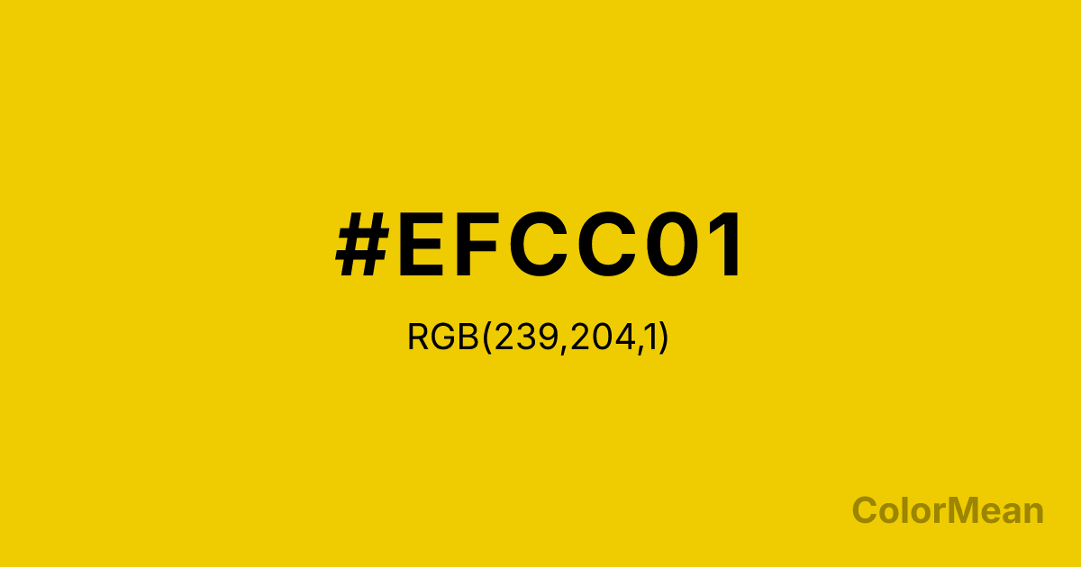 Color swatch image showing #EFCC01 with RGB(239,204,1) values