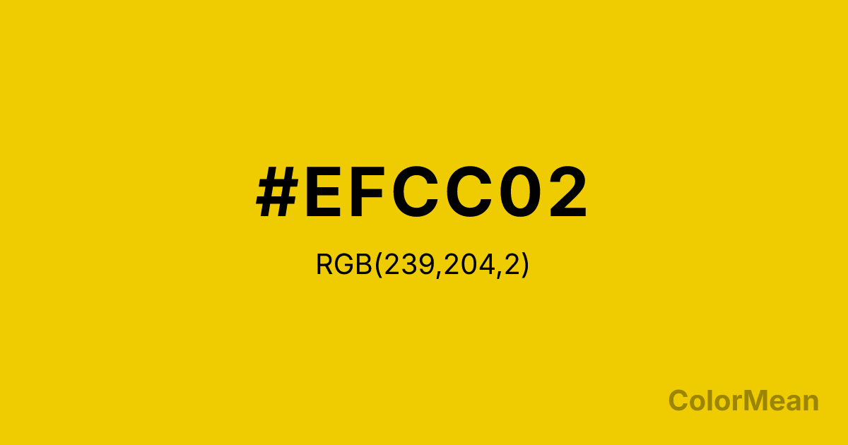 Color swatch image showing #EFCC02 with RGB(239,204,2) values