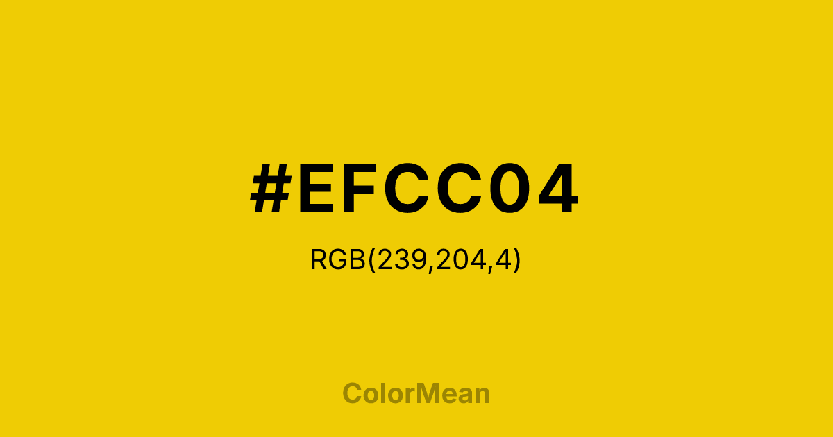 Color swatch image showing #EFCC04 with RGB(239,204,4) values