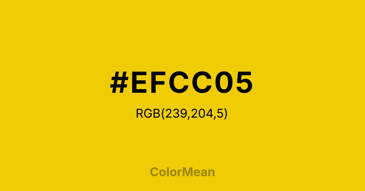 Color swatch image showing #EFCC05 with RGB(239,204,5) values
