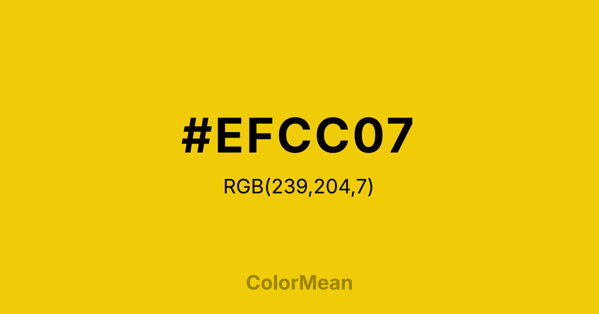 Color swatch image showing #EFCC07 with RGB(239,204,7) values