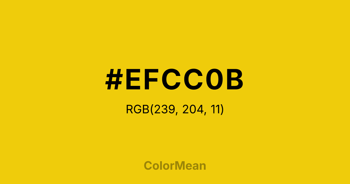 Color swatch image showing #EFCC0B with RGB(239,204,11) values