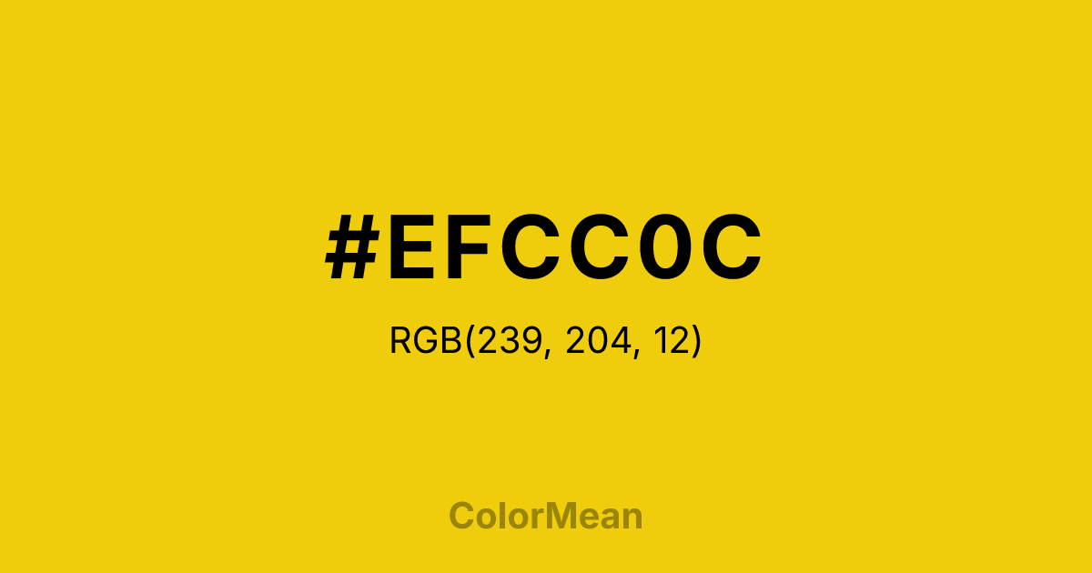 Color swatch image showing #EFCC0C with RGB(239,204,12) values