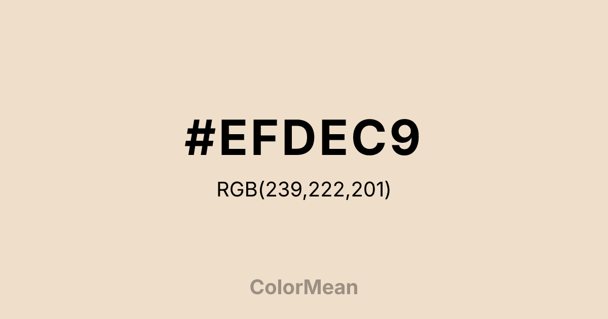 Color swatch image showing #EFDEC9 with RGB(239,222,201) values