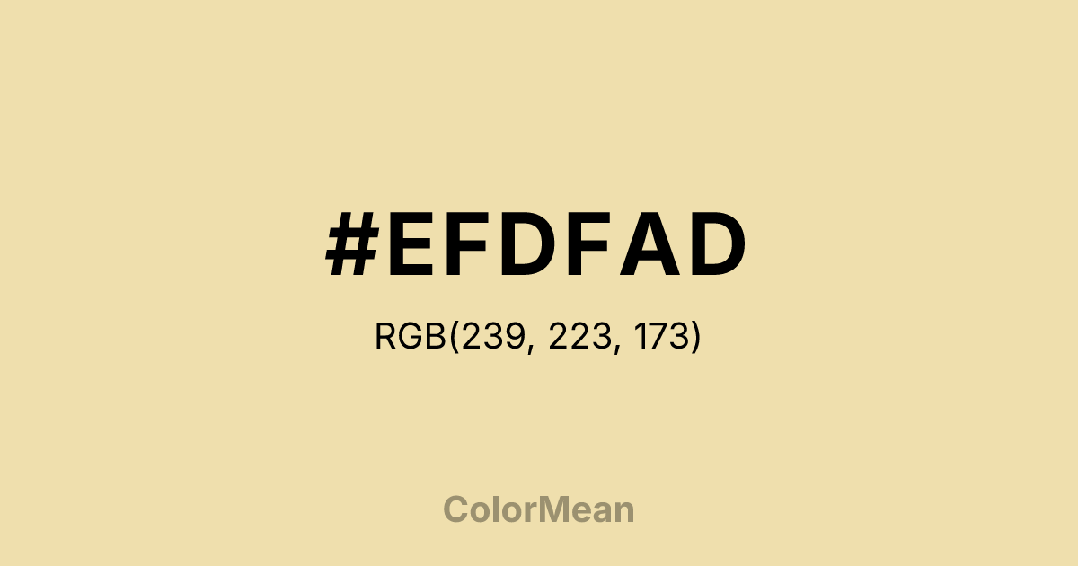 Color swatch image showing #EFDFAD with RGB(239,223,173) values