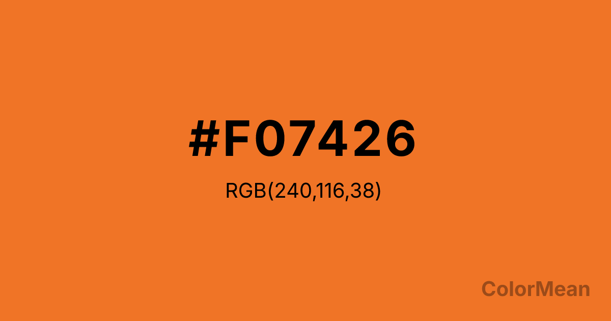Color swatch image showing #F07426 with RGB(240,116,38) values
