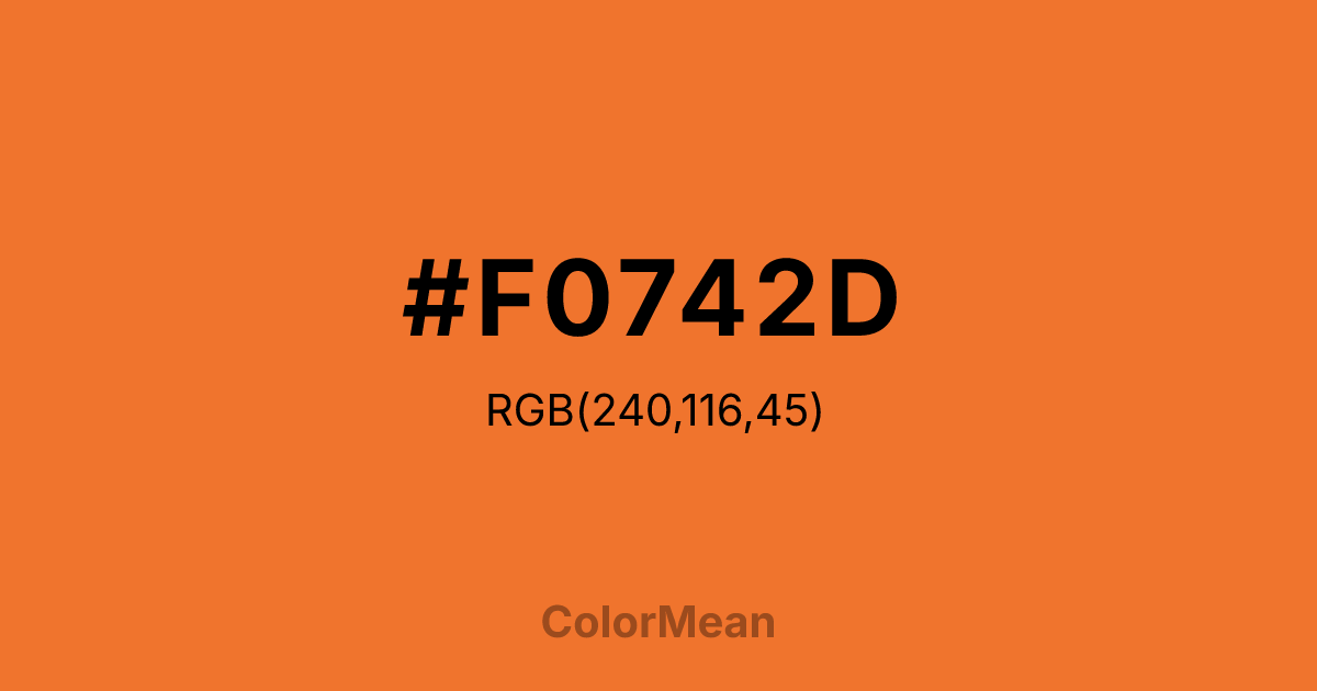 Color swatch image showing #F0742D with RGB(240,116,45) values