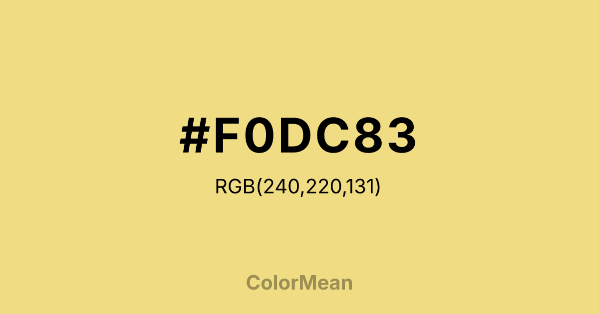 Color swatch image showing #F0DC83 with RGB(240,220,131) values
