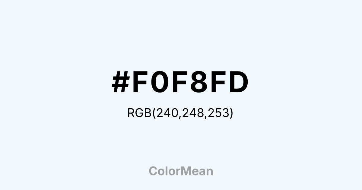 Color swatch image showing #F0F8FD with RGB(240,248,253) values