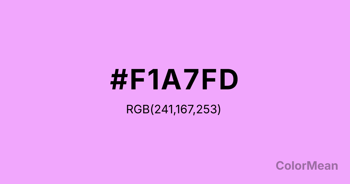 Color swatch image showing #F1A7FD with RGB(241,167,253) values