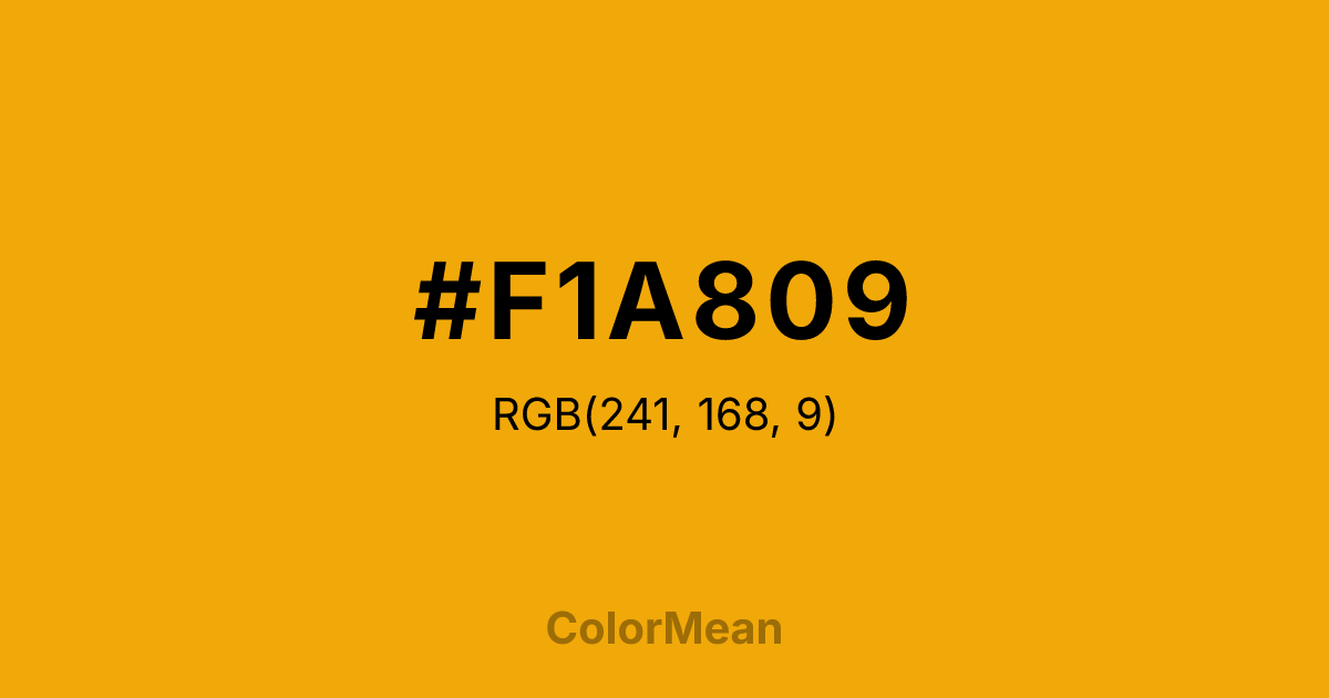 Color swatch image showing #F1A809 with RGB(241,168,9) values